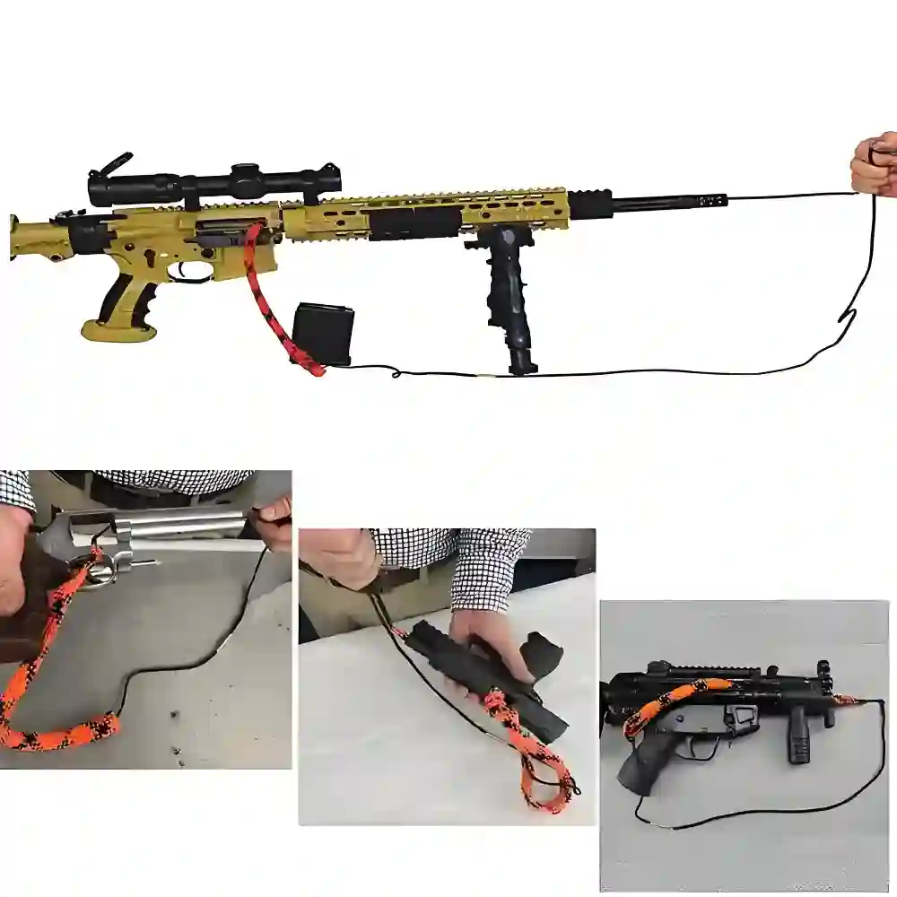 Demonstration of pulling the circular bore snake through a gun barrel